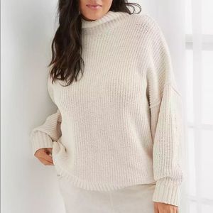 Aerie Chenille Turtleneck Sweater - cream / white XS